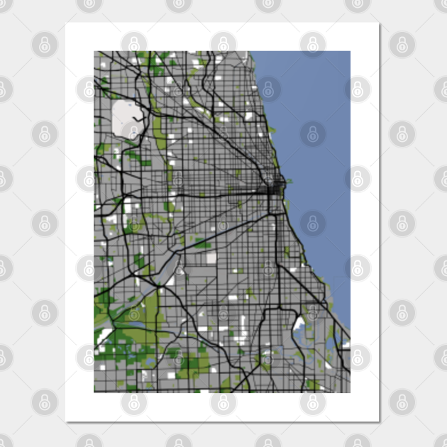 City Map Chicago City Map Posters and Art Prints TeePublic